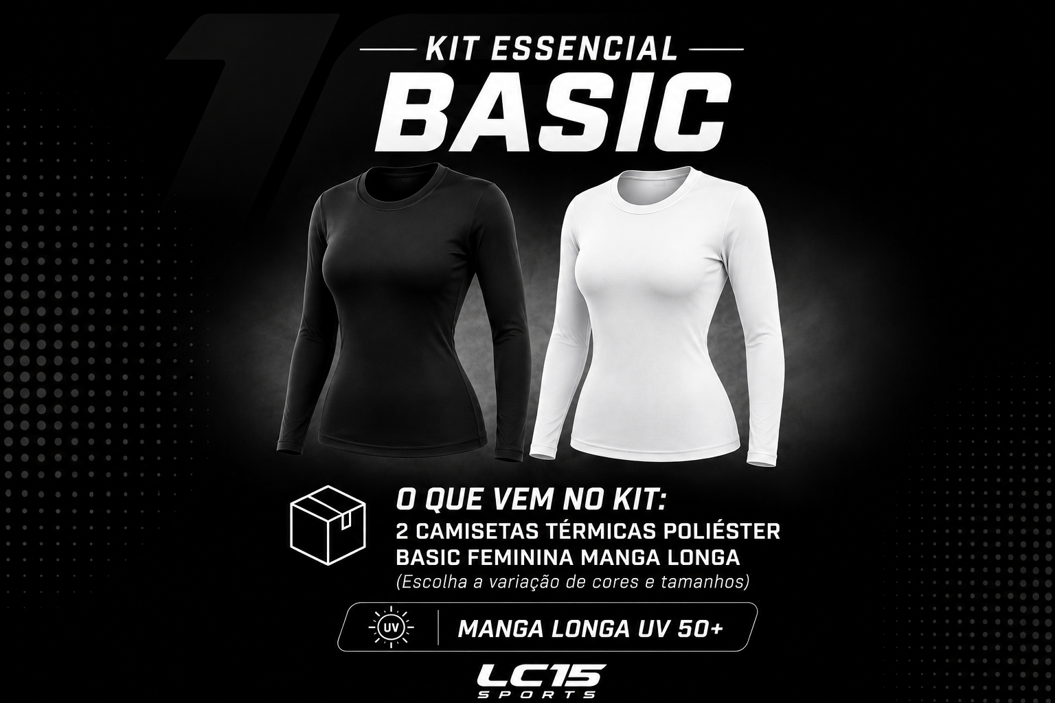Camiseta T&eacute;rmica Masculina Poliamida Premium Manga Longa UV 50+ LC15 Sports